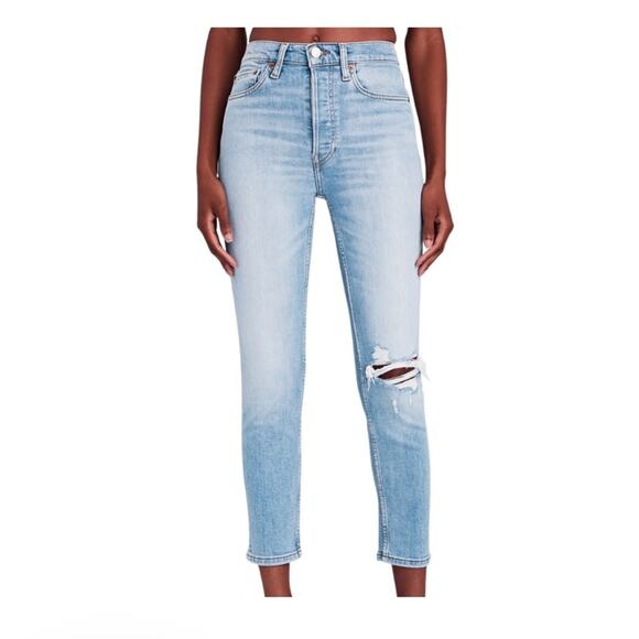 Re/Done Denim 90’s High Rise Ankle Crop Jeans Size 24 - Picture 2 of 16
